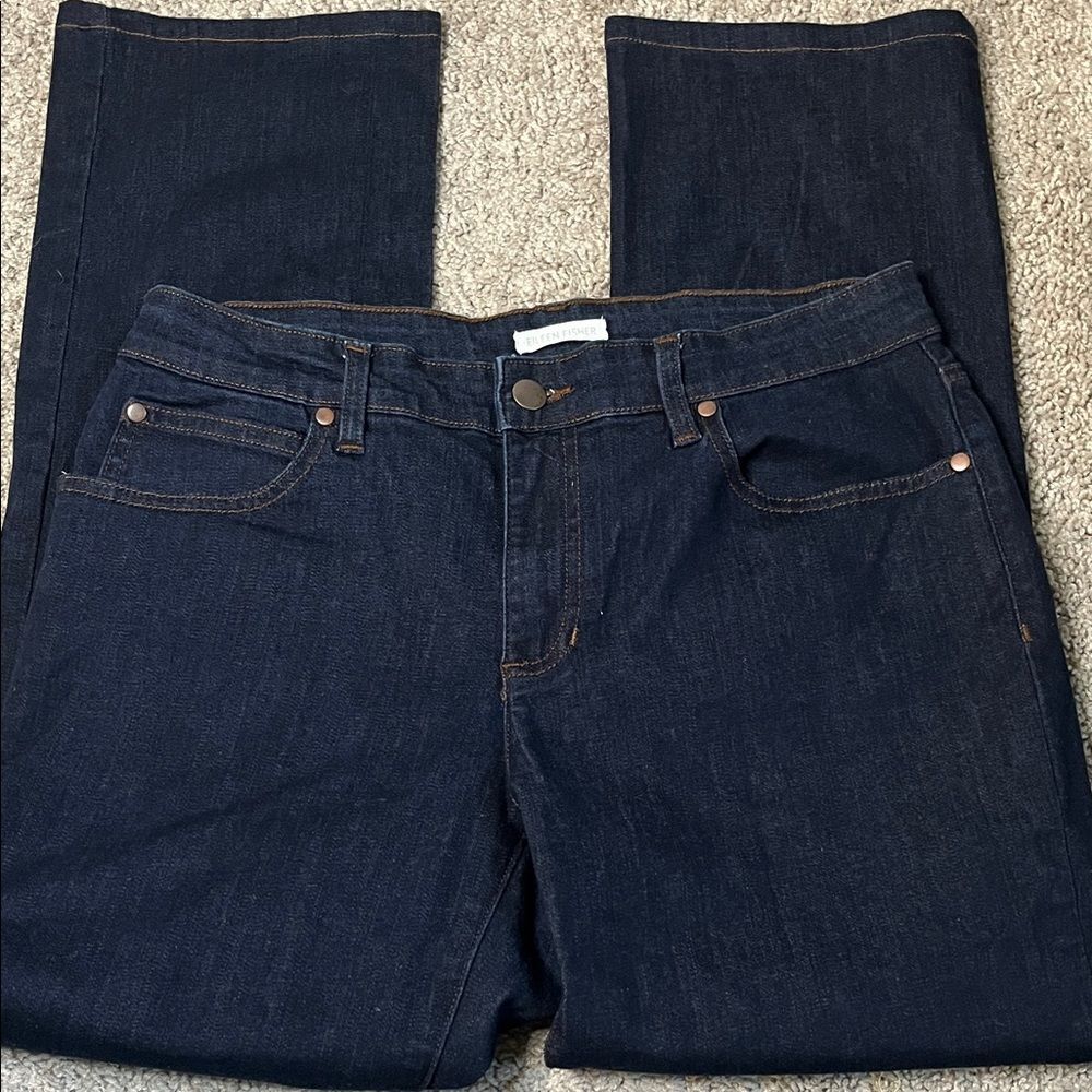 Eileen Fisher Straight Leg Dark Wash Jeans Size 8 Organic Cotton